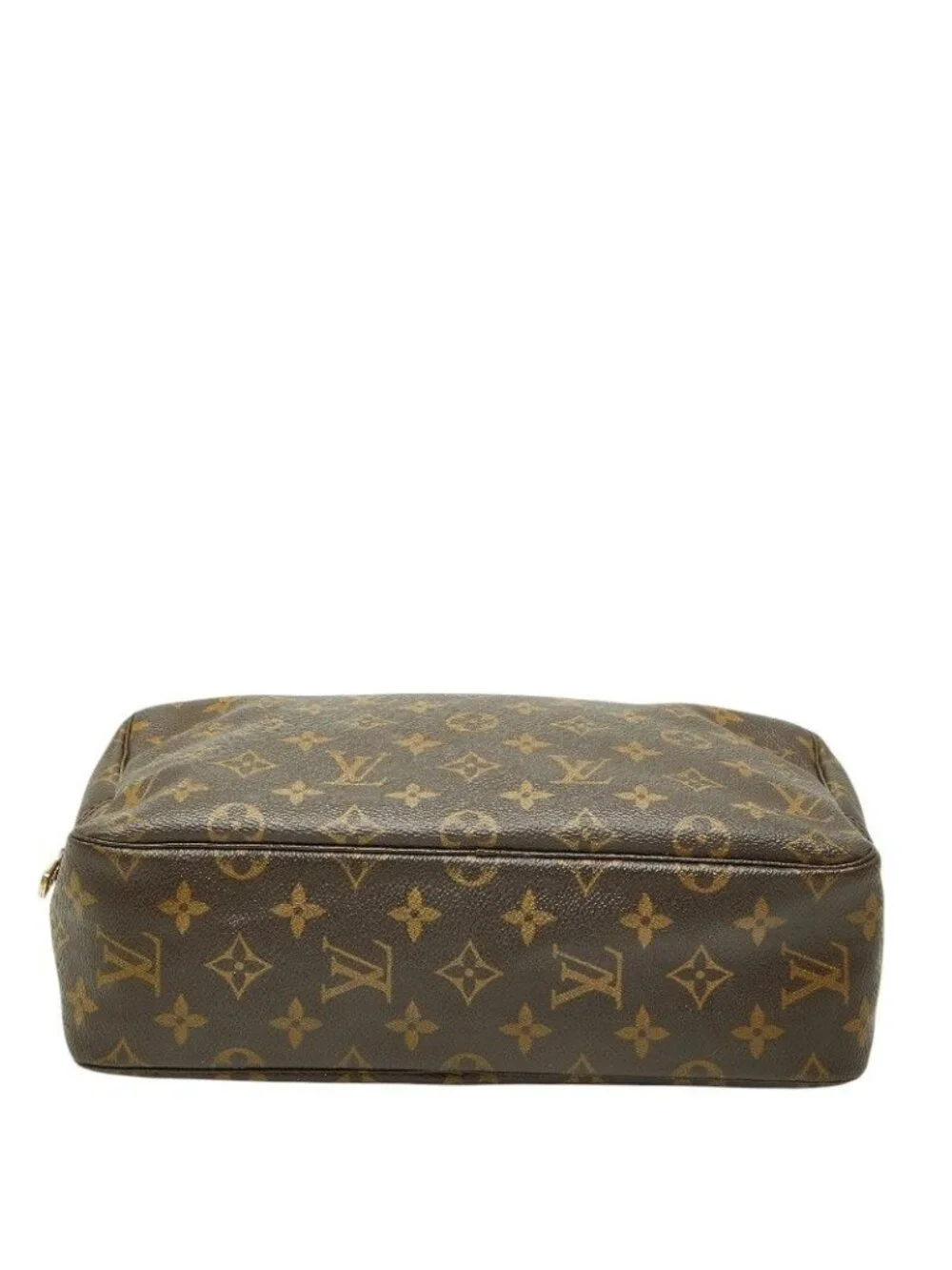 Louis Vuitton Monogram Trousse Toilet 28 Second Bag Brown Leather